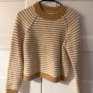 American Eagle Outfitters Cream and Tan Striped Sweater